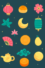 矢量中秋手绘元素