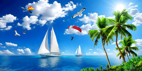 一帆风顺大海帆船