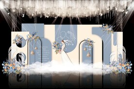 蓝色简约婚礼背景