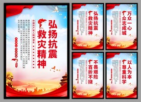 抗震救灾精神党建海报
