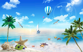 阳光沙滩海景图