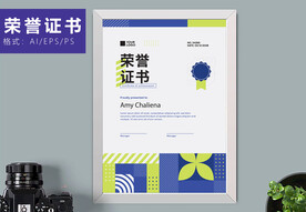 荣誉证书时尚竖版证书
