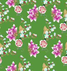 汉服绿色刺绣花