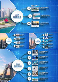 蓝色科技图文分支分类AE模板