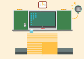 教室一角讲台黑板