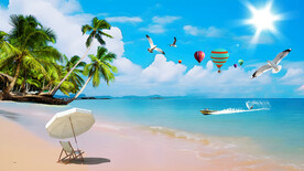 蓝天白云大海沙滩