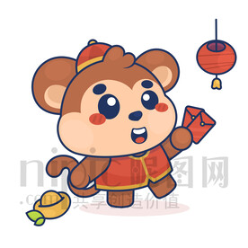 可爱卡通猴年小猴子拜年