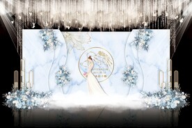 蓝色简约婚礼背景