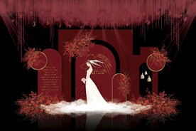 红色简约婚礼背景