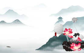 高端 现代背景山水 TIf分层