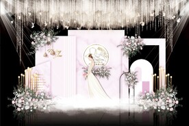 粉色简约婚礼背景