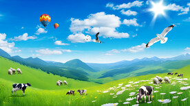 蓝天白云草原牧场