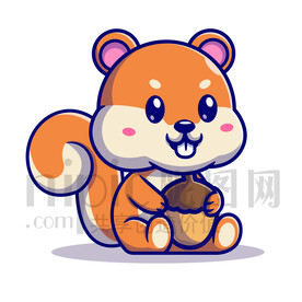 可爱卡通小松鼠