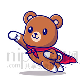 可爱卡通超人小熊