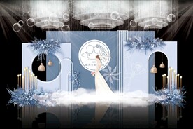 蓝色简约婚礼背景