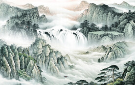 高端 意境客厅山水 TiF分层