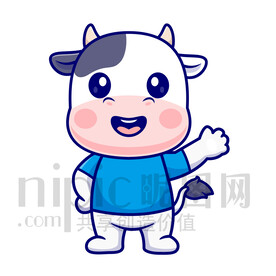 可爱卡通打招呼的小奶牛