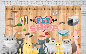 个性砖墙猫咪宠物店工装背景墙