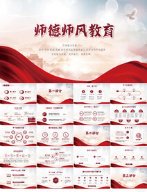 红色大气师德师风教育PPT模板