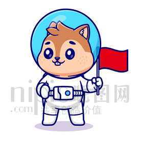 可爱卡通宇航员小松鼠