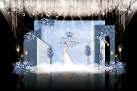 蓝色简约婚礼背景