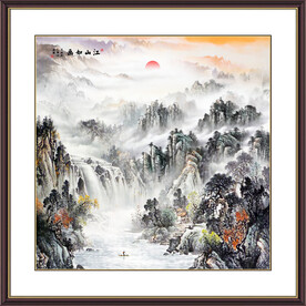 国画旭日东升装饰画