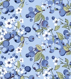 浆果蓝莓矢量图案背景