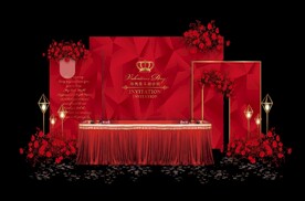 红色简约婚礼背景