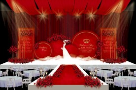 红色小清新婚礼背景