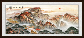 五岳独尊泰山日出国画