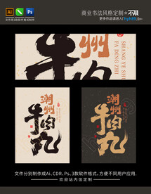 潮州牛肉丸 商业书法