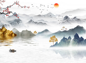 新中式意境山水背景装饰画