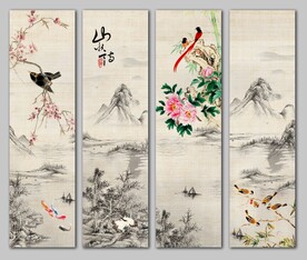花鸟四条屏