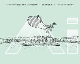 中国汾酒城酒壶雕塑