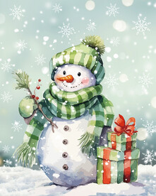 圣诞节花园旗雪人