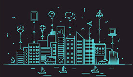 蓝色科技智能未来元素