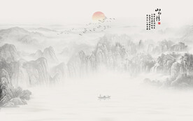 巨幅水墨国画山水画