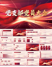 红色大气党支部党员大会PPT