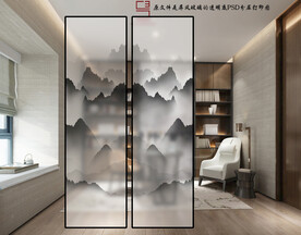 高清分层透明底屏风玻璃打印图