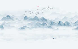 水墨山水画背景墙