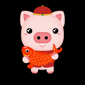 卡通猪 年年有余