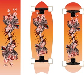 滑板图案设计花骷髅
