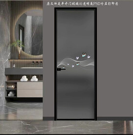 高清分层透明底平开门玻璃打印图