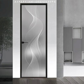 高清分层透明底平开门玻璃打印图