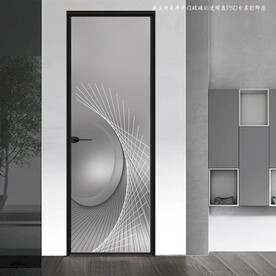 高清分层透明底平开门玻璃打印图