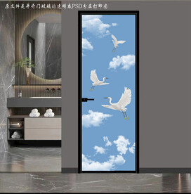 高清分层透明底平开门玻璃打印图