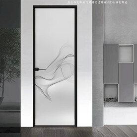 高清分层透明底平开门玻璃打印图