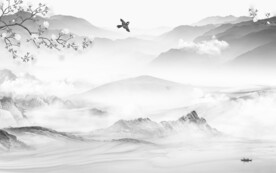 爆款 意境灰山水画 TiF分层