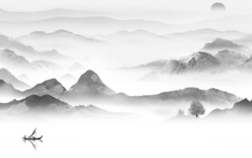 现代 意境灰山水画 TiF分层