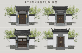 新中式民宿大门